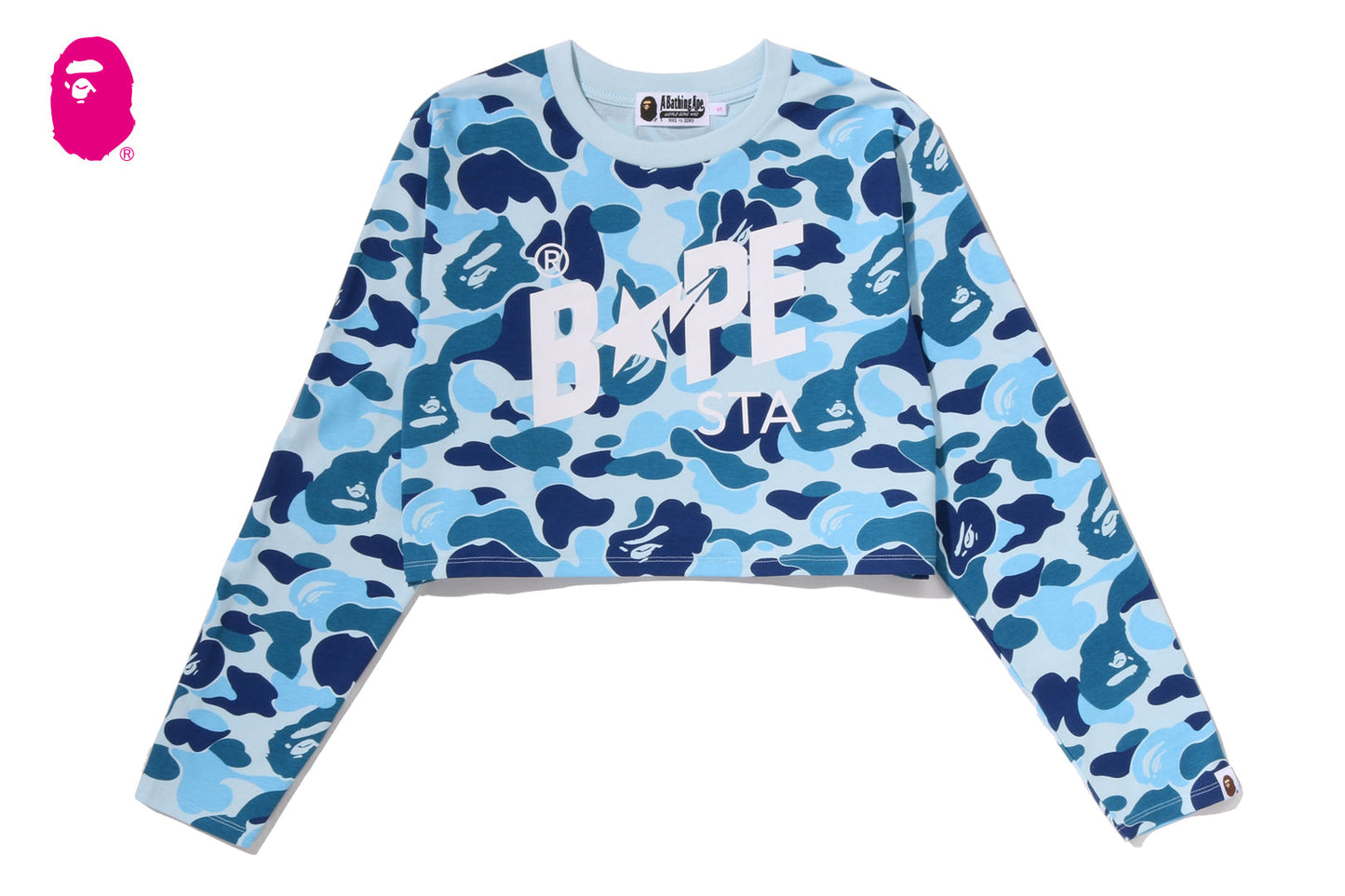 BAPE ABC CAMO BAPE STA LOGO CROPPED LS TEE