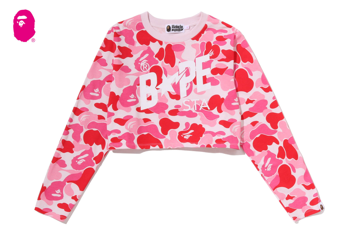 BAPE ABC CAMO BAPE STA LOGO CROPPED LS TEE