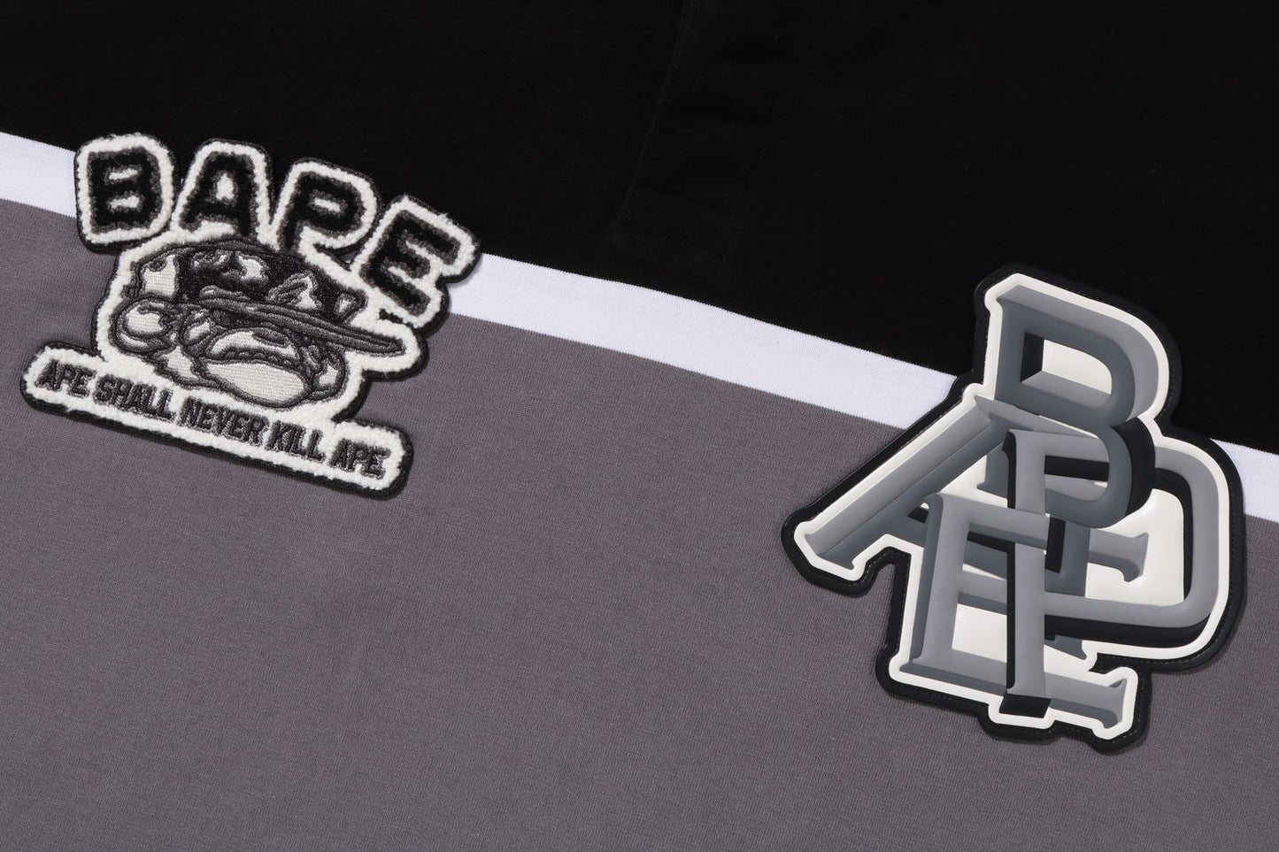 BAPE 彩色拼接寬鬆版型橄欖球短袖POLO