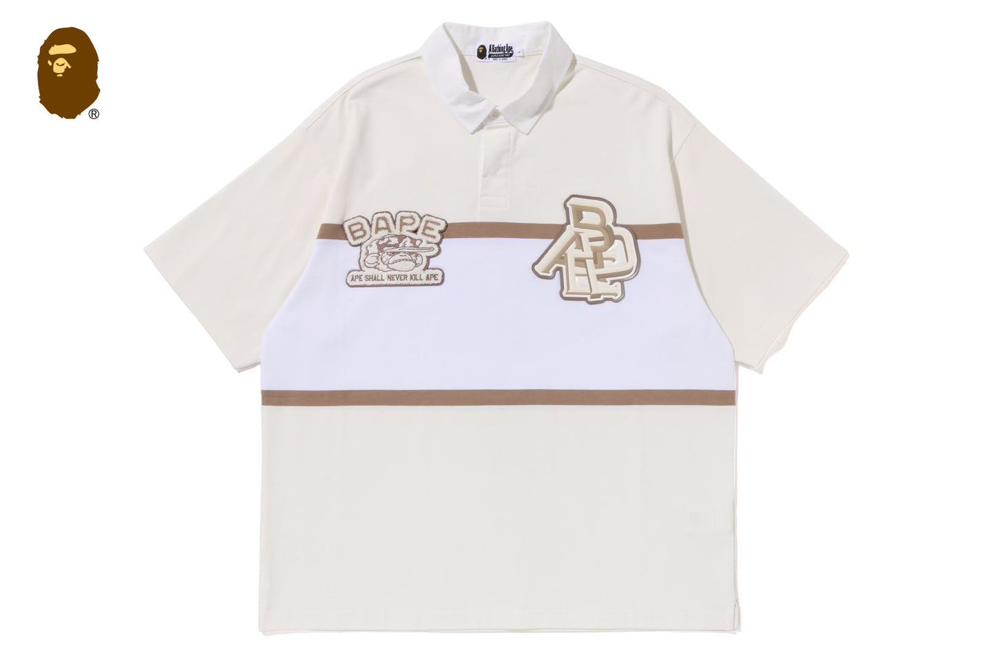 BAPE 彩色拼接寬鬆版型橄欖球短袖POLO