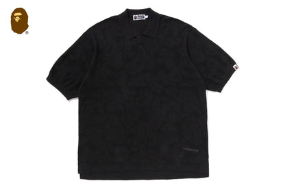 BAPE SOLID CAMO JACQUARD RELAXED FIT POLO SHIRT