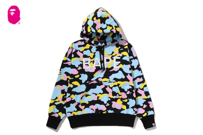 BAPE NEW MULTI CAMO LOGO OVERSIZED PULLOVER HOODIE