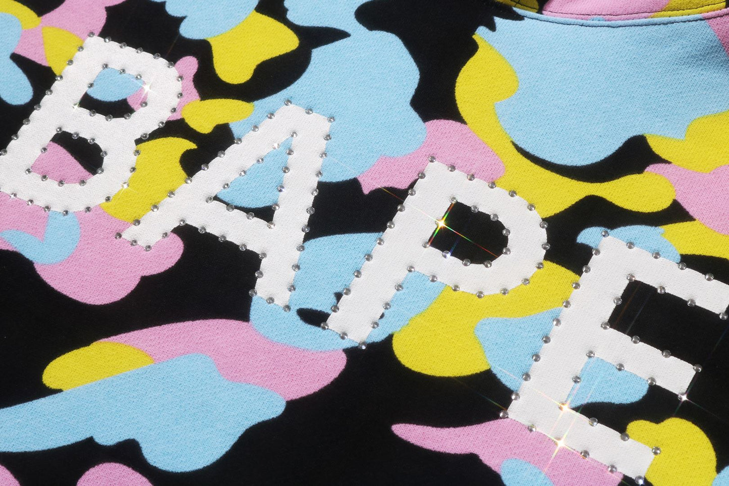 BAPE NEW MULTI CAMO LOGO OVERSIZED PULLOVER HOODIE