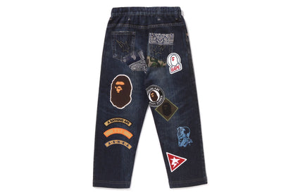 BAPE EMBLEM DENIM PRINT SWEAT PANTS