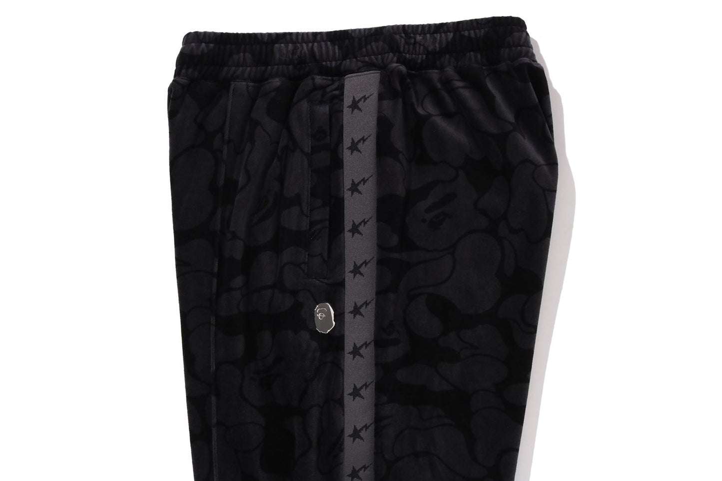 BAPE SOLID CAMO VELOUR METAL ONE POINT RELAXED FIT TRACK PANTS