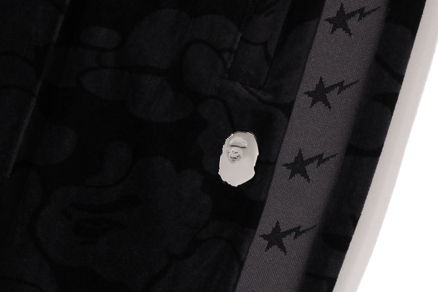 BAPE SOLID CAMO VELOUR METAL ONE POINT RELAXED FIT TRACK PANTS