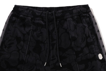 BAPE SOLID CAMO VELOUR METAL ONE POINT RELAXED FIT TRACK PANTS