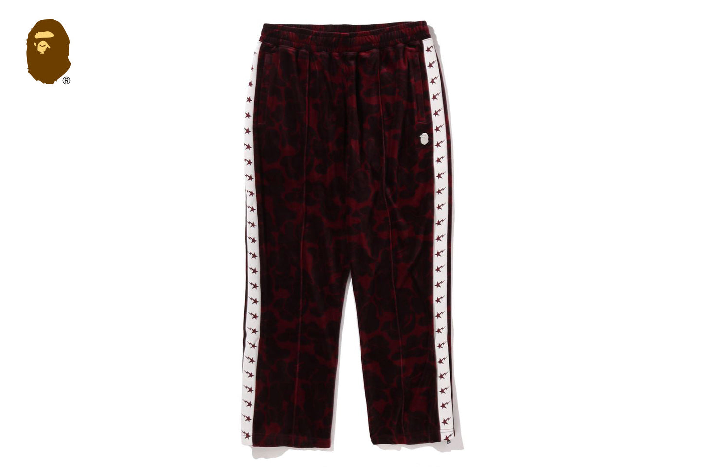BAPE SOLID CAMO VELOUR METAL ONE POINT RELAXED FIT TRACK PANTS
