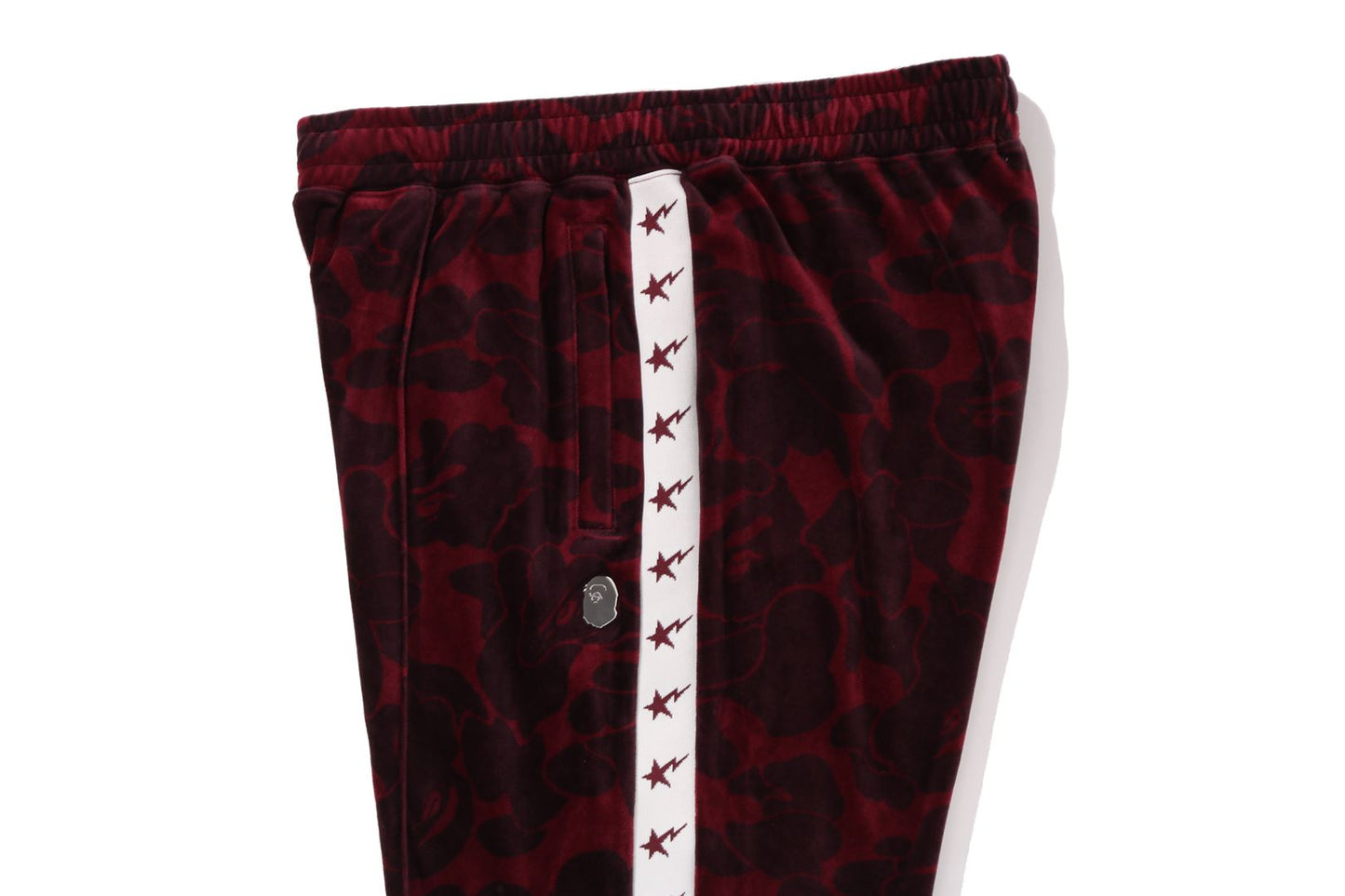 BAPE SOLID CAMO VELOUR METAL ONE POINT RELAXED FIT TRACK PANTS