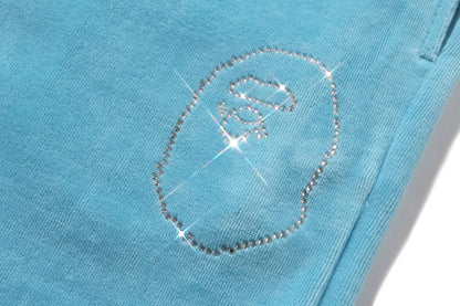 BAPE CRYSTAL STONE APE HEAD 天鵝絨寬褲