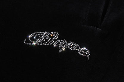 BAPE WASHED MULTI LOGO RHINESTONE VELOUR BOOTCUT FIT PANTS
