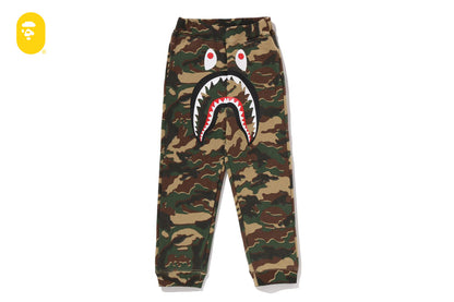 BAPE GLITCH WOODLAND CAMO SHARK SWEAT PANTS