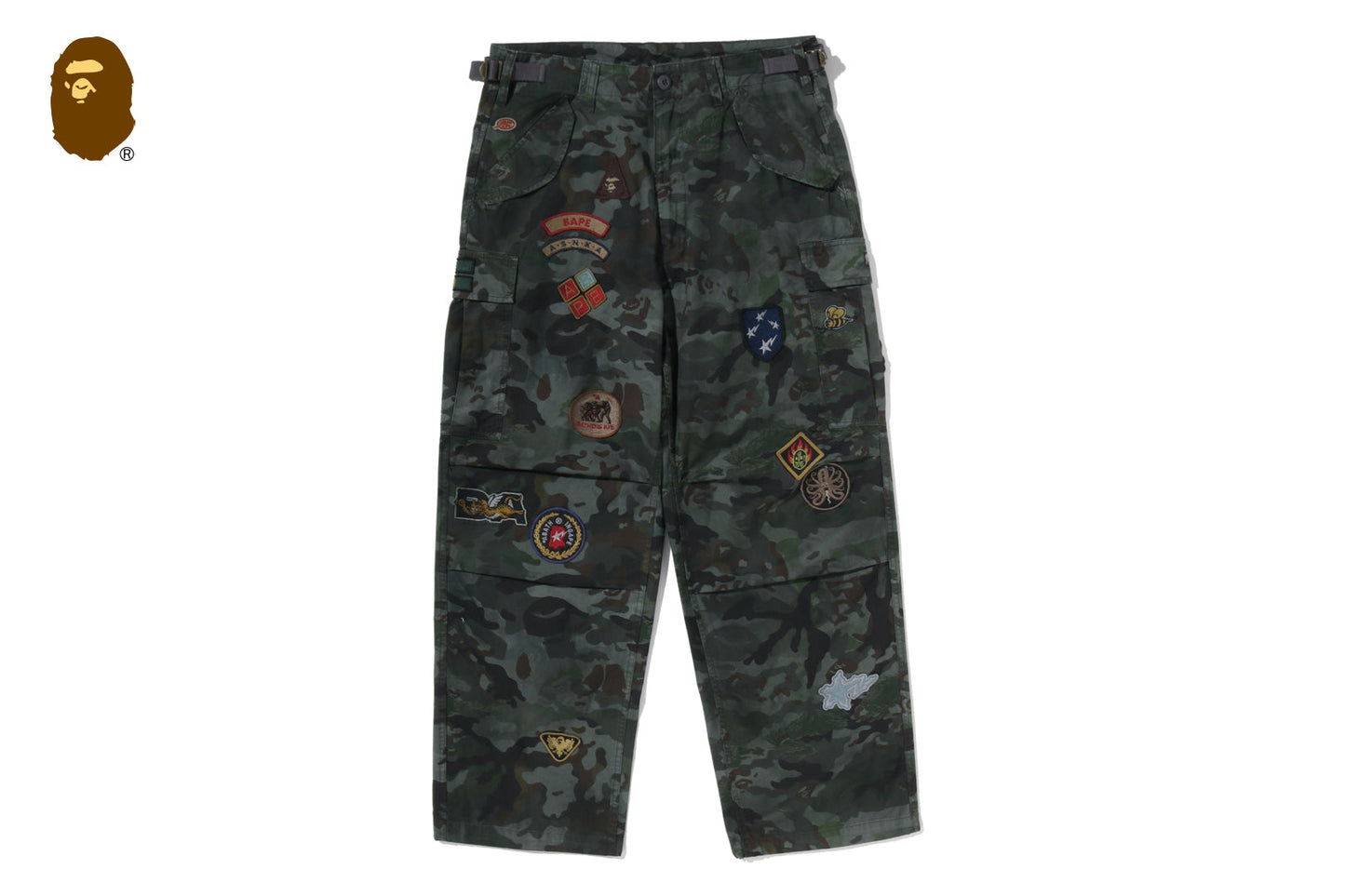 BAPE HYBRID CAMO MULTI BADGE CARGO PANTS