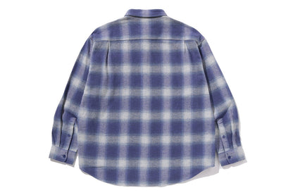 BAPE A BATHING APE LOGO OMBRE CHECK FLANNEL LS SHIRT
