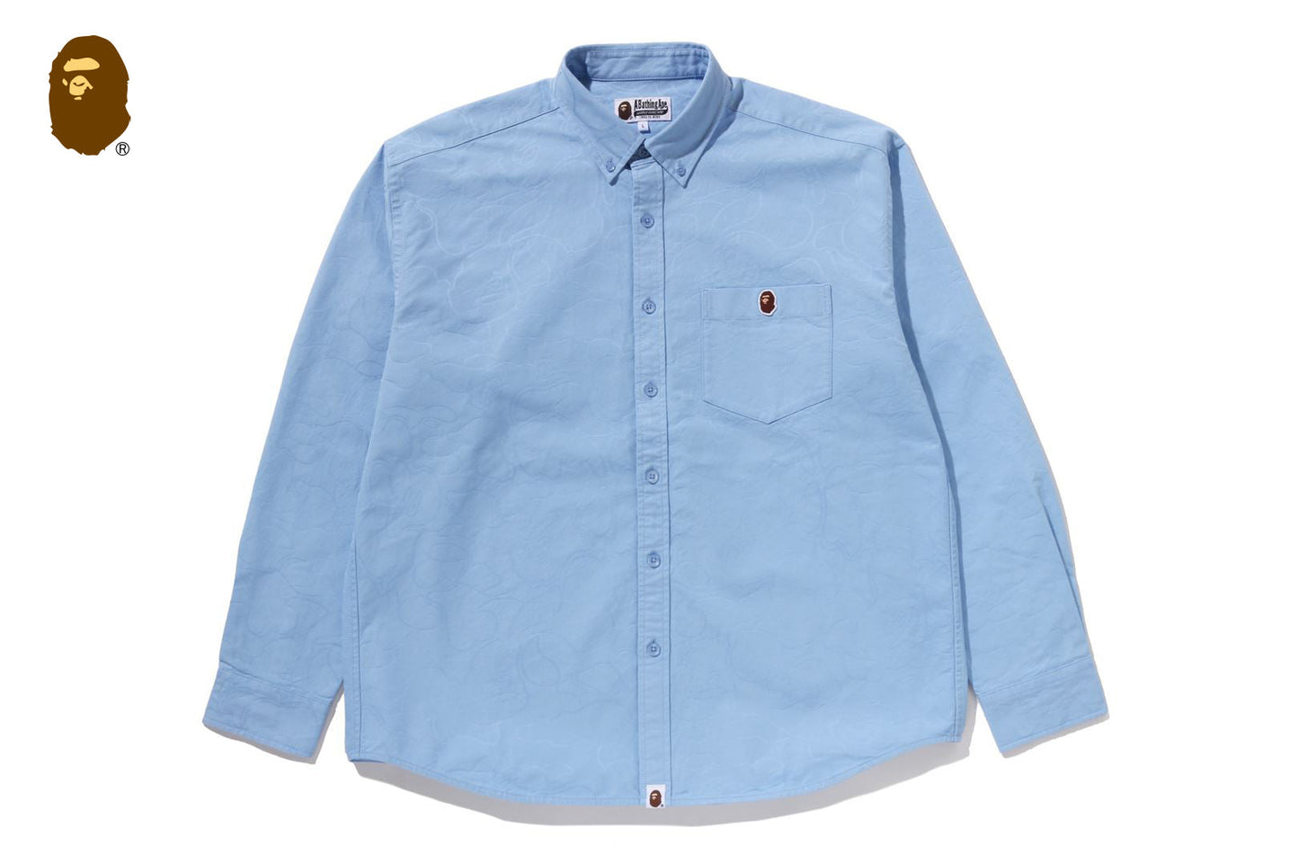 BAPE ONE POINT LINE CAMO JACQUARD OXFORD LS SHIRT