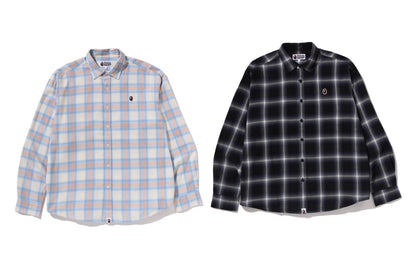 BAPE ONE POINT OMBRE CHECK LIGHT FLANNEL LS SHIRT