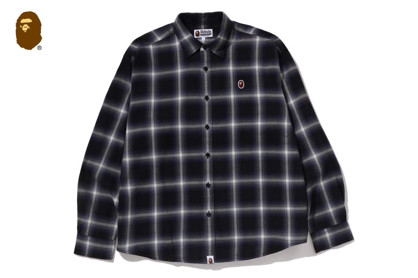 BAPE ONE POINT OMBRE CHECK LIGHT FLANNEL LS SHIRT