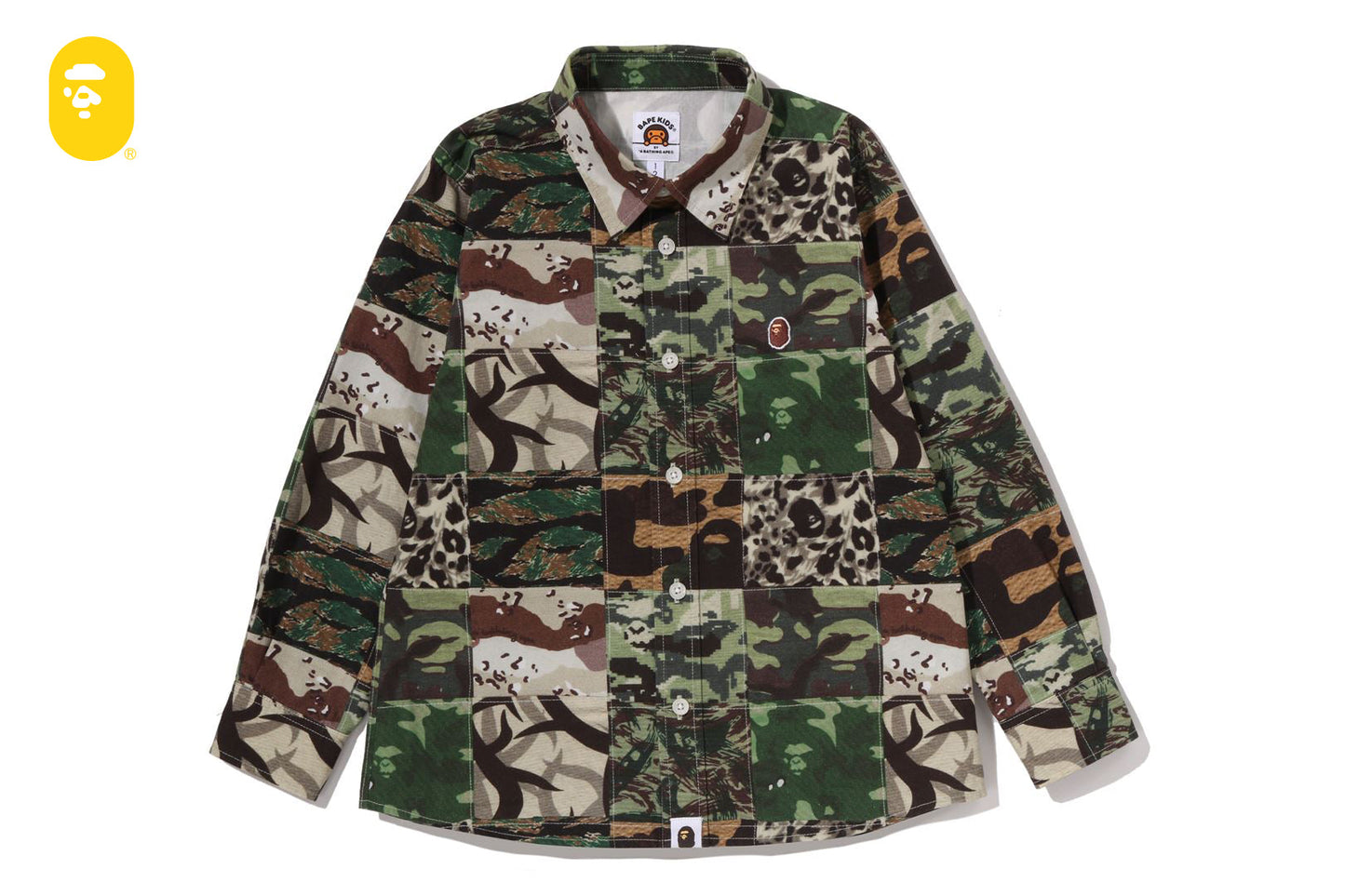 BAPE APE HEAD ONE POINT CAMO PATCHWORK SHIRT