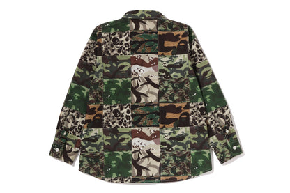 BAPE APE HEAD ONE POINT CAMO PATCHWORK SHIRT