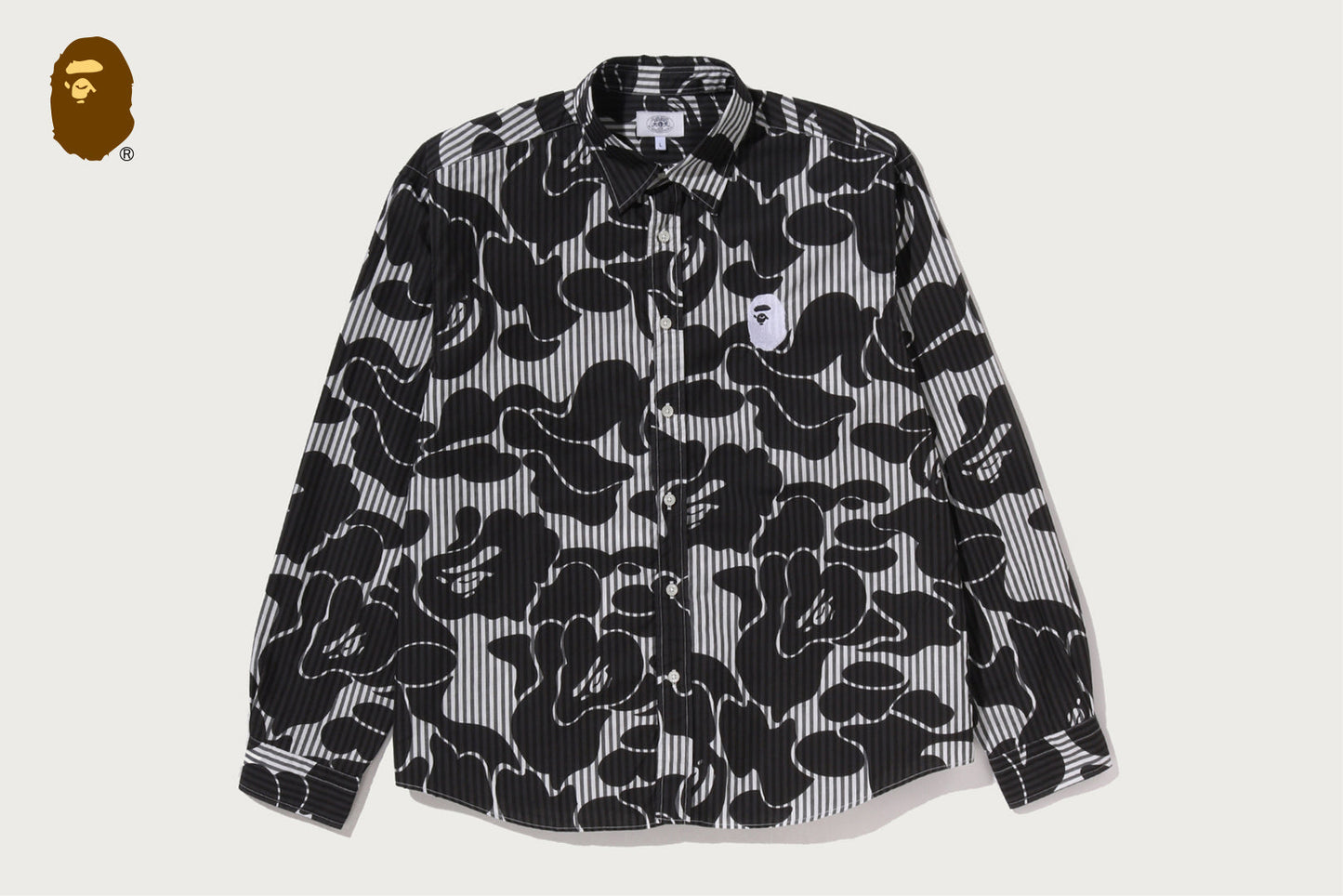 BAPE SOLID CAMO ONE POINT RELAXED FIT LS SHIRTS