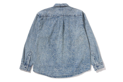BAPE ONE POINT LINE CAMO JACQUARD DENIM LS SHIRT
