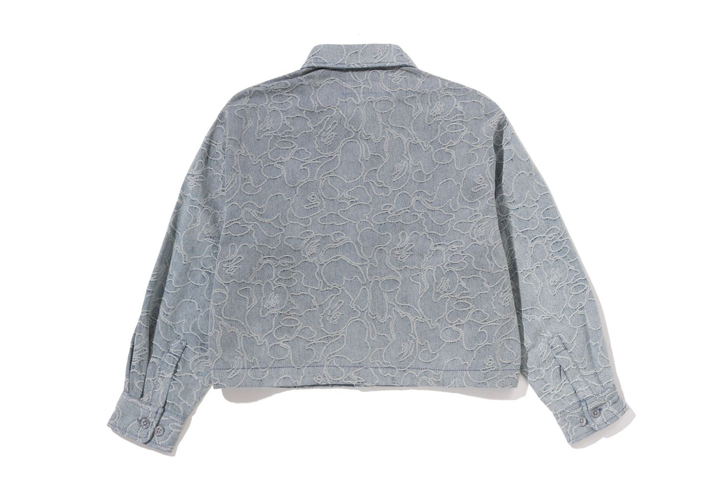 BAPE LINE CAMO DENIM HOODED CROPPED SHIRT