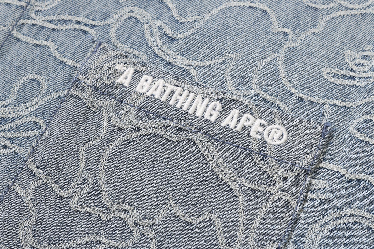 BAPE LINE CAMO DENIM HOODED CROPPED SHIRT
