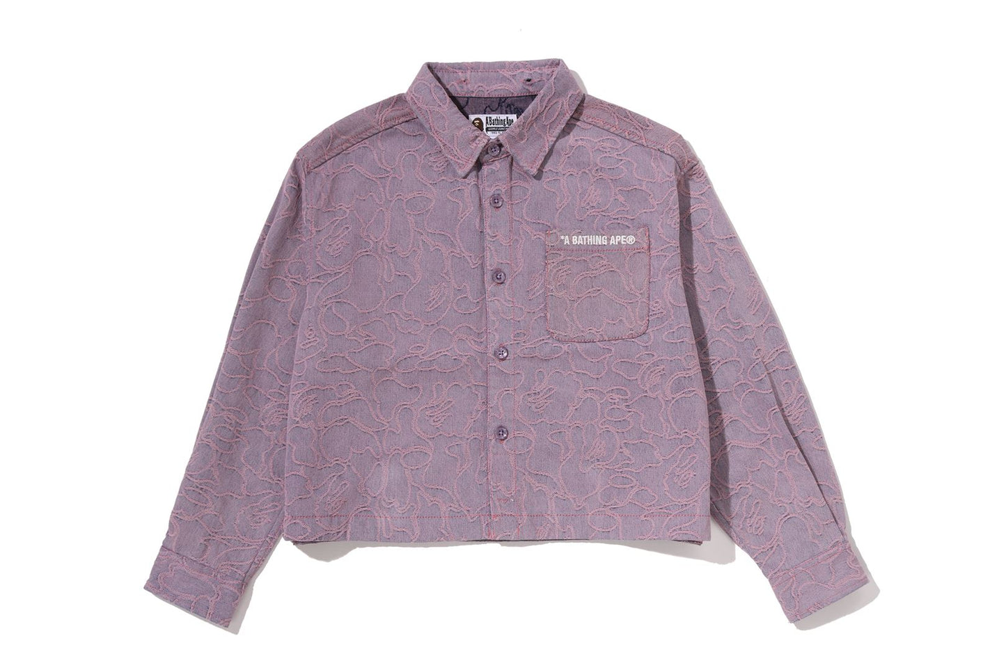 BAPE LINE CAMO DENIM HOODED CROPPED SHIRT