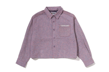 BAPE LINE CAMO DENIM HOODED CROPPED SHIRT