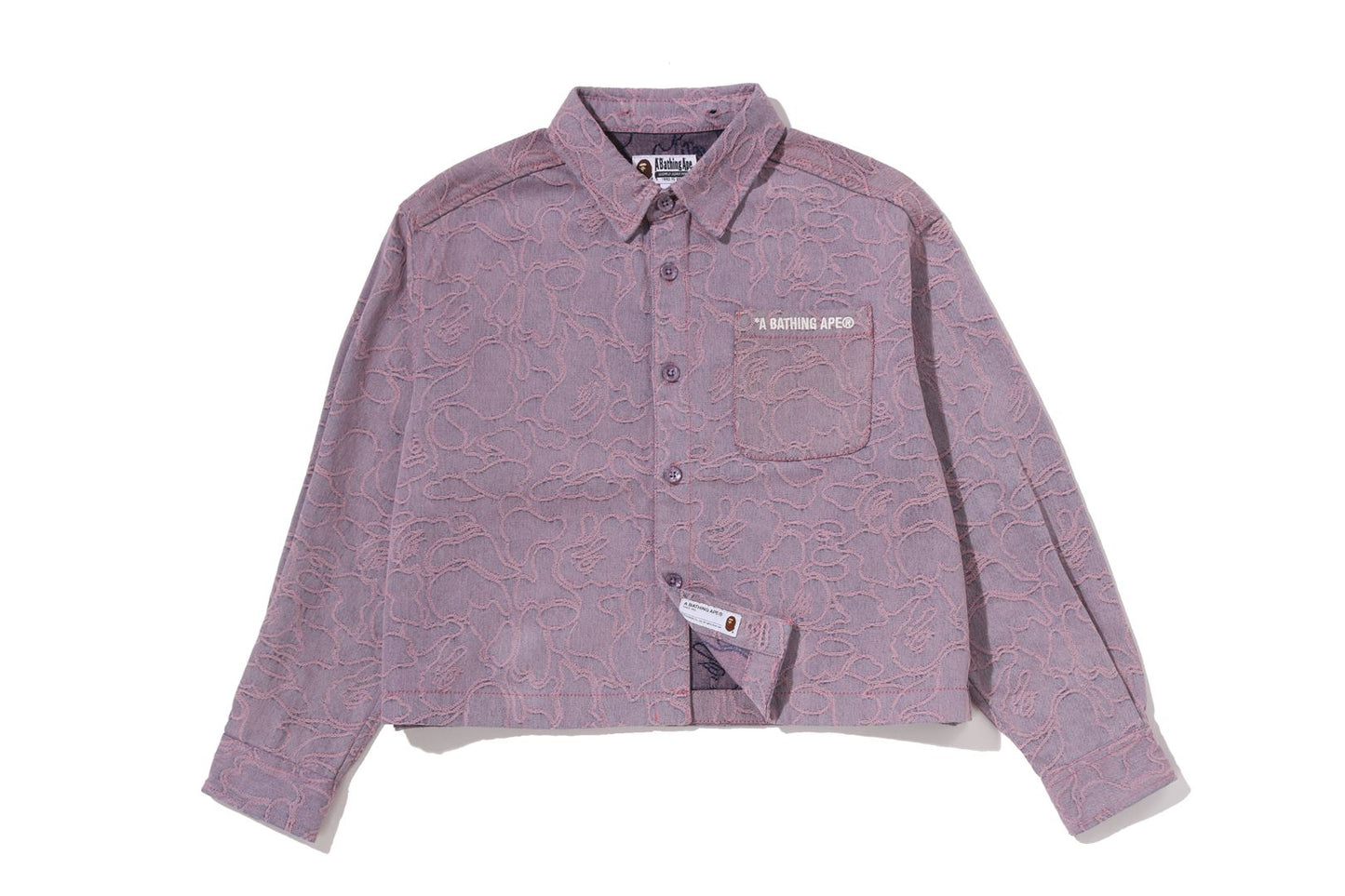 BAPE LINE CAMO DENIM HOODED CROPPED SHIRT