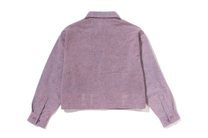 BAPE LINE CAMO DENIM HOODED CROPPED SHIRT