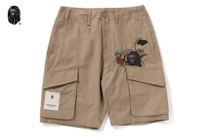 BAPE 黑色交叉縫製軍裝短褲