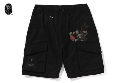 BAPE 黑色交叉縫製軍裝短褲