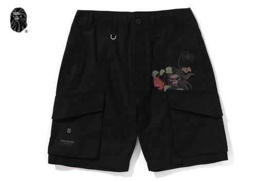 BAPE 黑色交叉縫製軍裝短褲