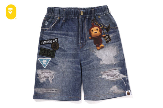 BAPE DENIM PRINT SWEAT SHORTS