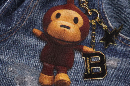 BAPE DENIM PRINT SWEAT SHORTS