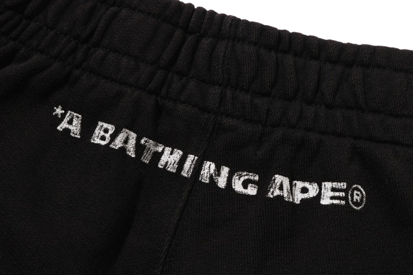 BAPE HEAVY WASH HAND DRAW FOOTBALL LOGO RELAXED FIT SWEAT SHORTS