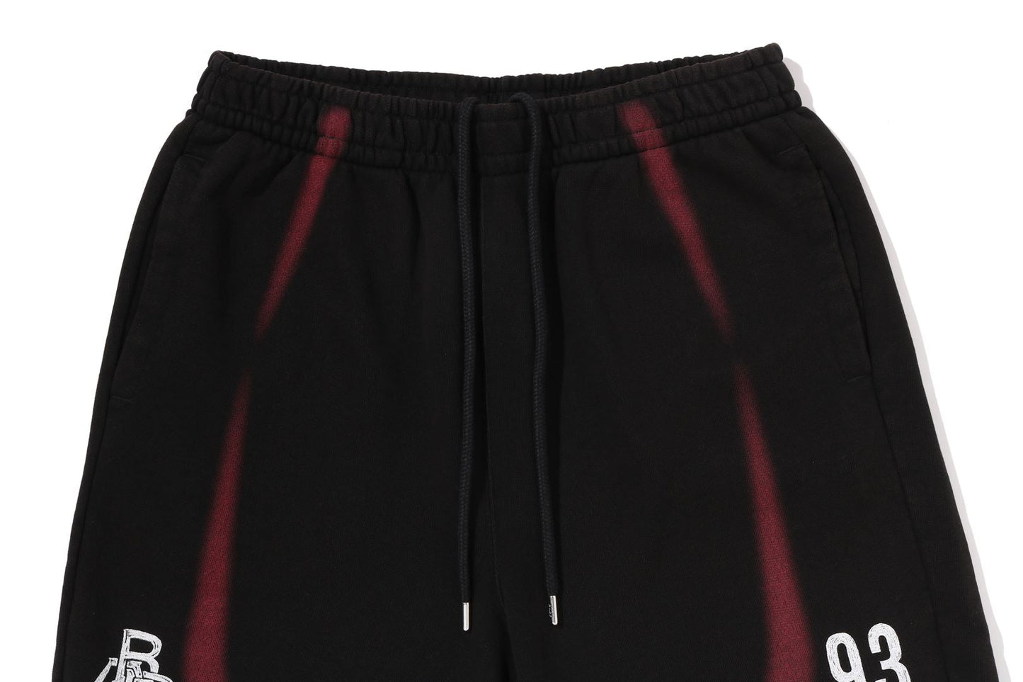 BAPE HEAVY WASH HAND DRAW FOOTBALL LOGO RELAXED FIT SWEAT SHORTS