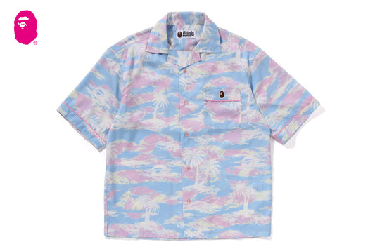 BAPE PALM TREE CAMO OPEN COLLAR SHIRT