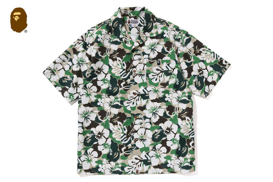 BAPE ABC RESORT CAMO OPEN COLLAR SS SHIRT
