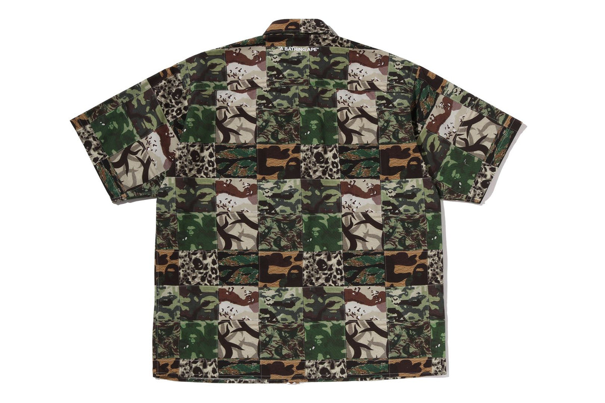 BAPE APE HEAD ONE POINT CAMO PATCHWORK 短袖襯衫