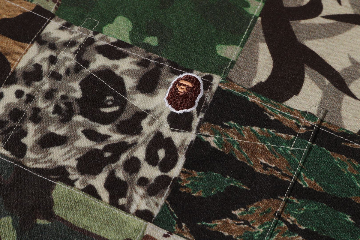 BAPE APE HEAD ONE POINT CAMO PATCHWORK 短袖襯衫