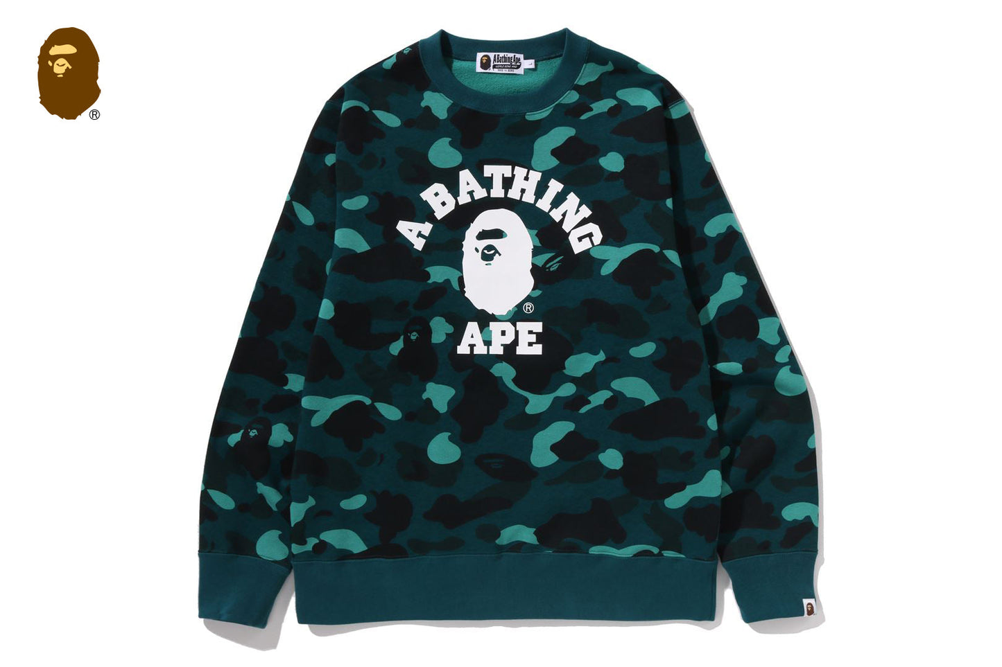 BAPE 彩色迷彩大學圓領運動衫