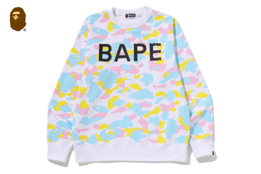 BAPE NEW MULTI CAMO 水晶裝飾常規版圓領衛衣