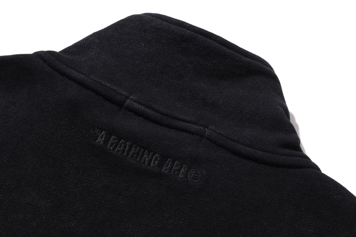 BAPE GARMENT DYE ONE POINT HALF ZIP RELAXED FIT CREWNECK SWEATSHIRT