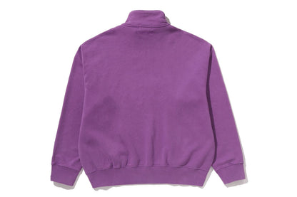 BAPE GARMENT DYE ONE POINT HALF ZIP RELAXED FIT CREWNECK SWEATSHIRT