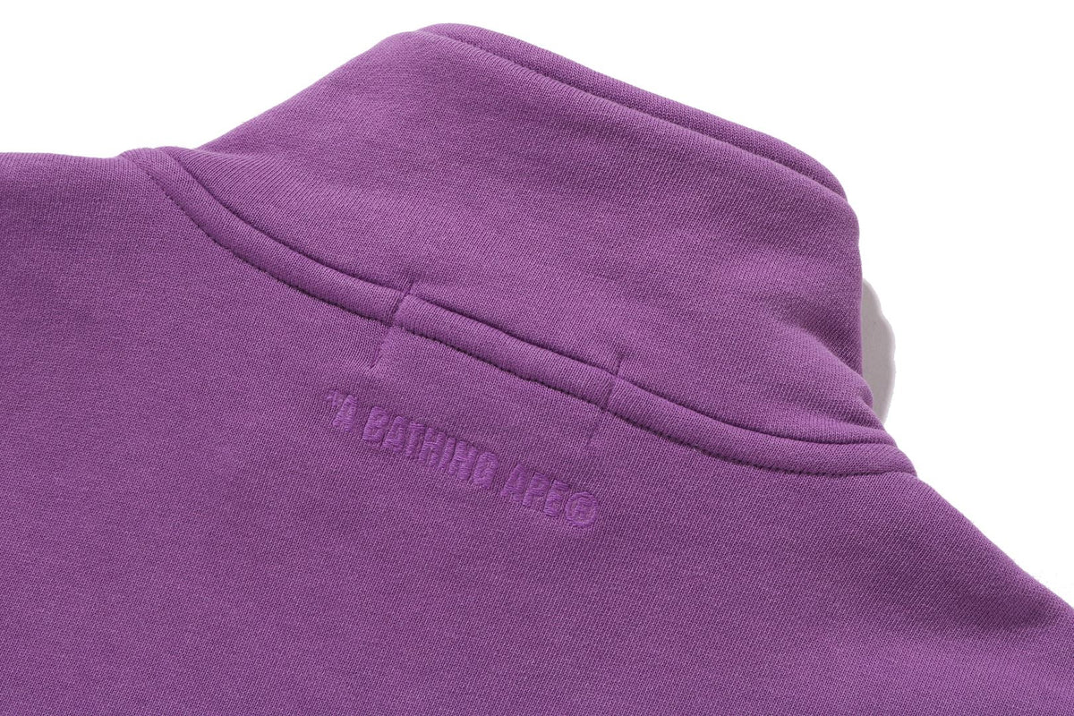 BAPE GARMENT DYE ONE POINT HALF ZIP RELAXED FIT CREWNECK SWEATSHIRT