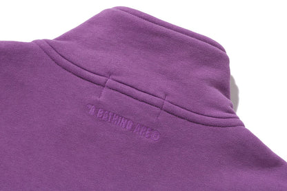 BAPE GARMENT DYE ONE POINT HALF ZIP RELAXED FIT CREWNECK SWEATSHIRT
