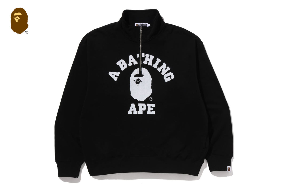 BAPE 大學半拉鍊寬鬆版型圓領衛衣