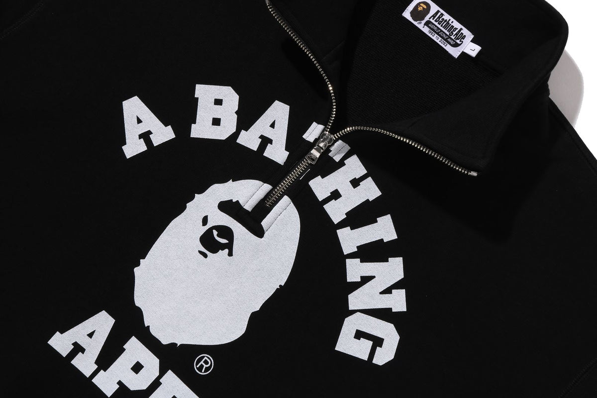 BAPE 大學半拉鍊寬鬆版型圓領衛衣
